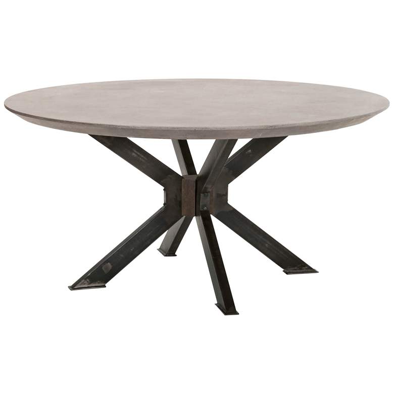 Image 2 Industry 60 inch Wide Ash Gray and Black Round Dining Table