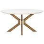 Industry 60" Wide Ivory and Brass Round Dining Table