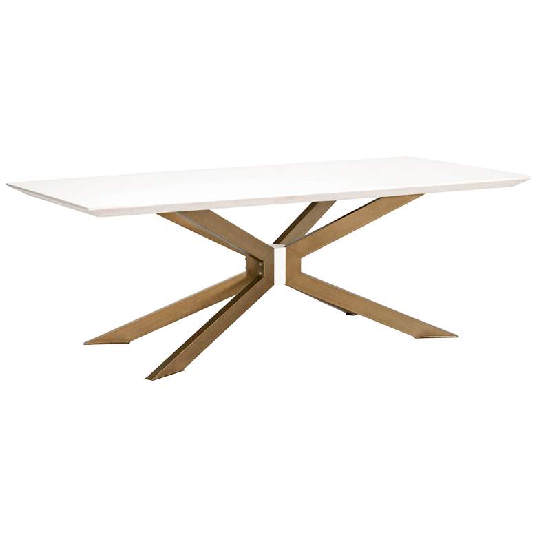 Image 1 Industry 87" Wide Ivory and Brass Rectangular Dining Table