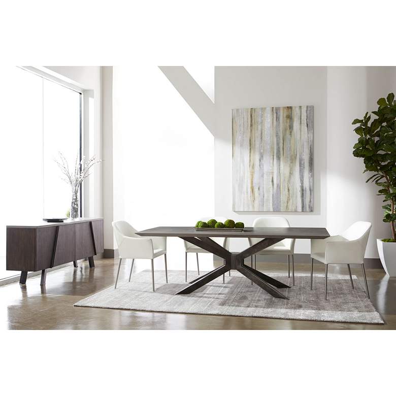 Industry 87&quot;W Ash Gray and Black Rectangular Dining Table