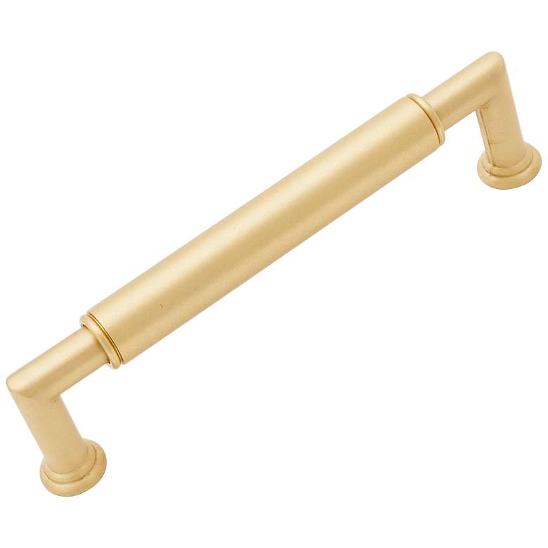 Image 1 Indy Satin Brass Metal 5 1/2" Wide Cylinder Cabinet Pull