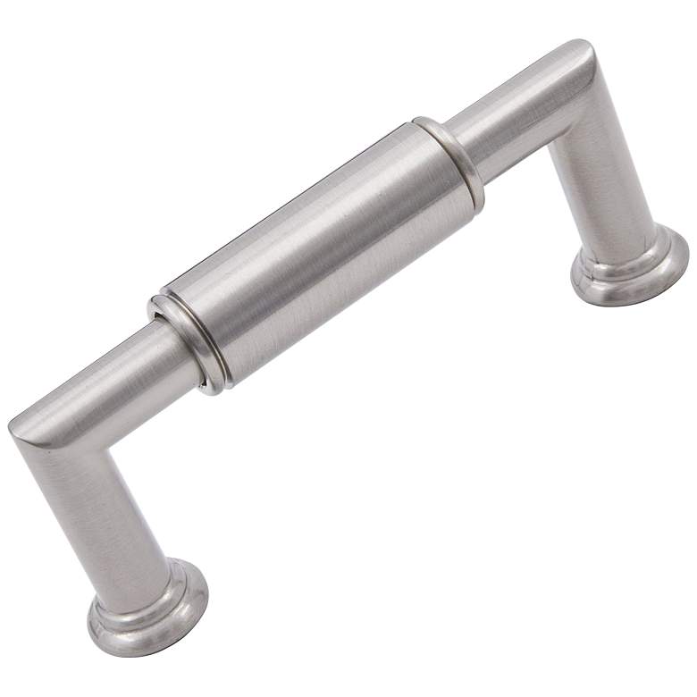 Image 1 Indy Satin Nickel Metal 3 1/2" Wide Cylinder Cabinet Pull