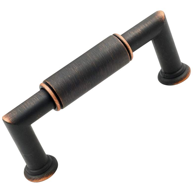 Image 1 Indy Valencia Bronze Metal 3 1/2" Wide Cylinder Cabinet Pull