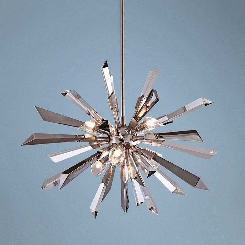 Image 1 Inertia Crystal and Stainless 24 inch Wide Corbett Pendant Light