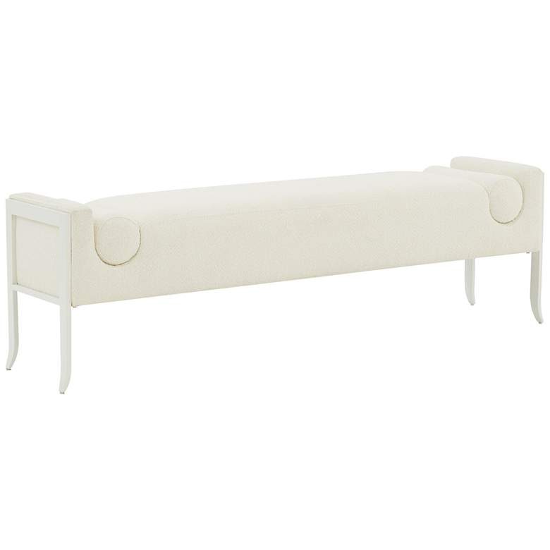 Image 2 Ines 66 3/4 inch Wide Cream Boucle Fabric Rectangular Bench