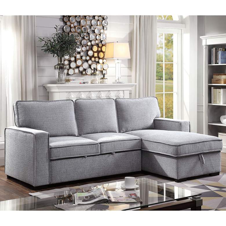 Image 1 Ines 92 1/2" Wide Gray Sectional Sleeper Sofa