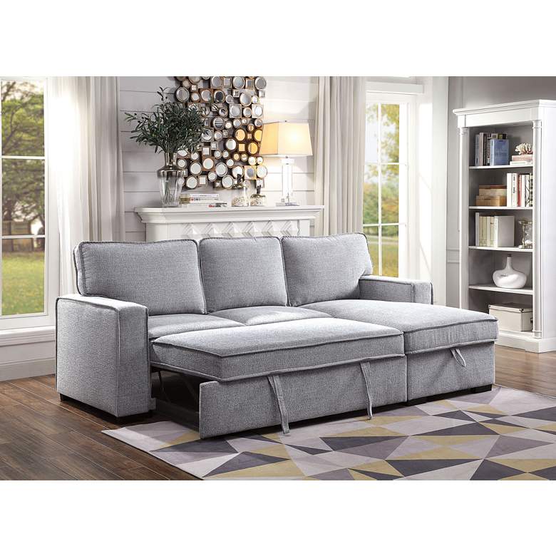 Image 4 Ines 92 1/2" Wide Gray Sectional Sleeper Sofa more views