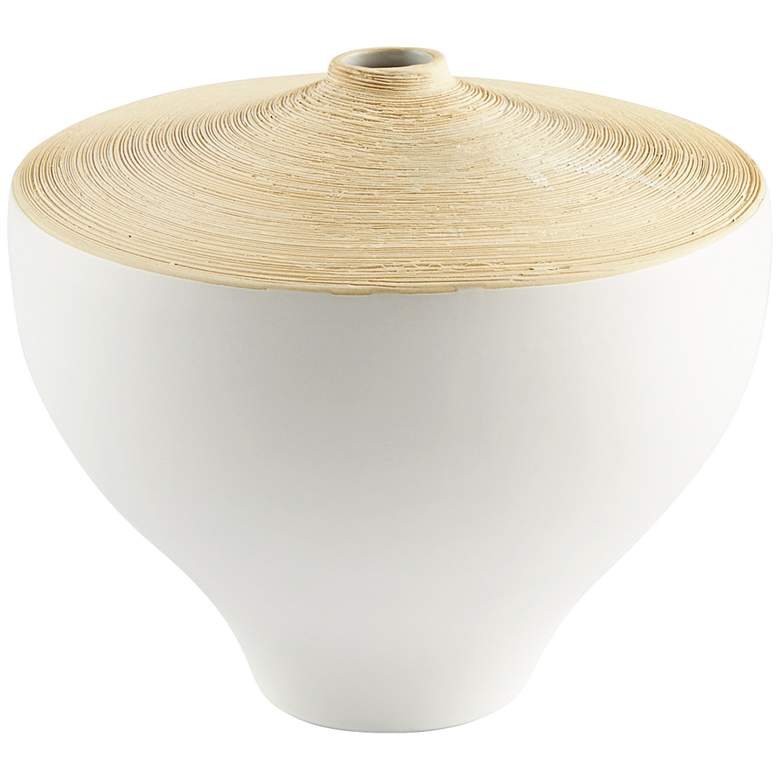 Image 1 Inez Matte White 10 inch Wide Modern Ceramic Vase
