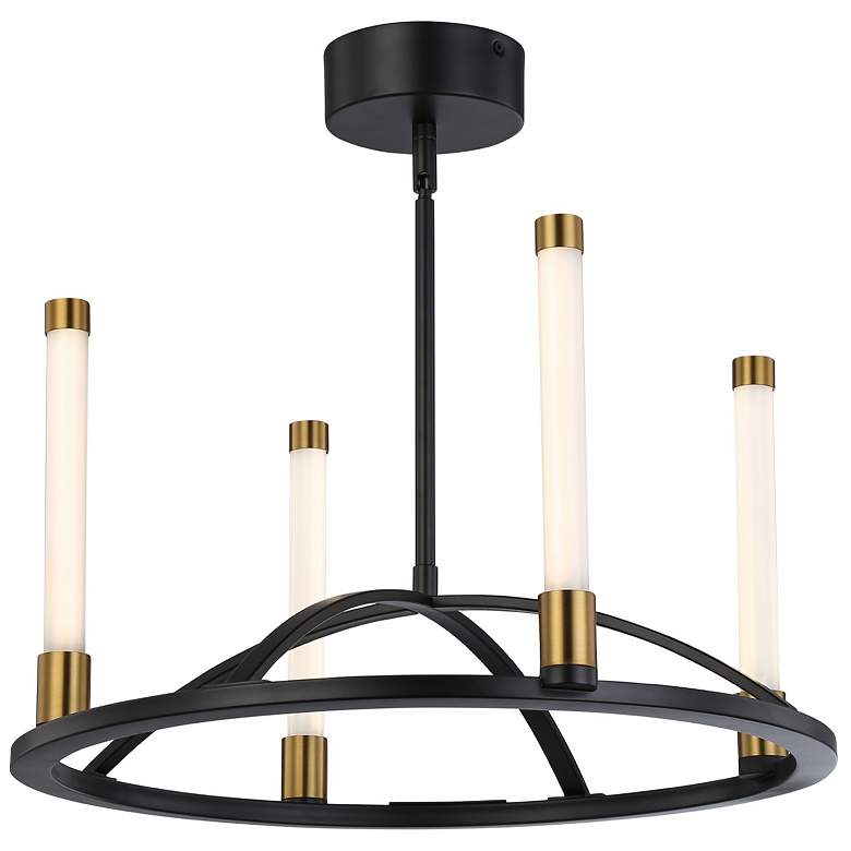 Image 1 Infiniti Collection 4-Light Integrated LED Chandelier, Matte Black &#38; Br