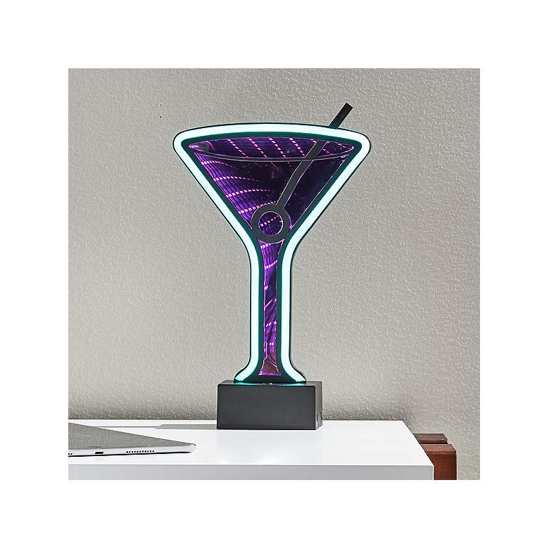 Image 2 Infinity 10" High Neon Martini Glass LED Accent Table Lamp