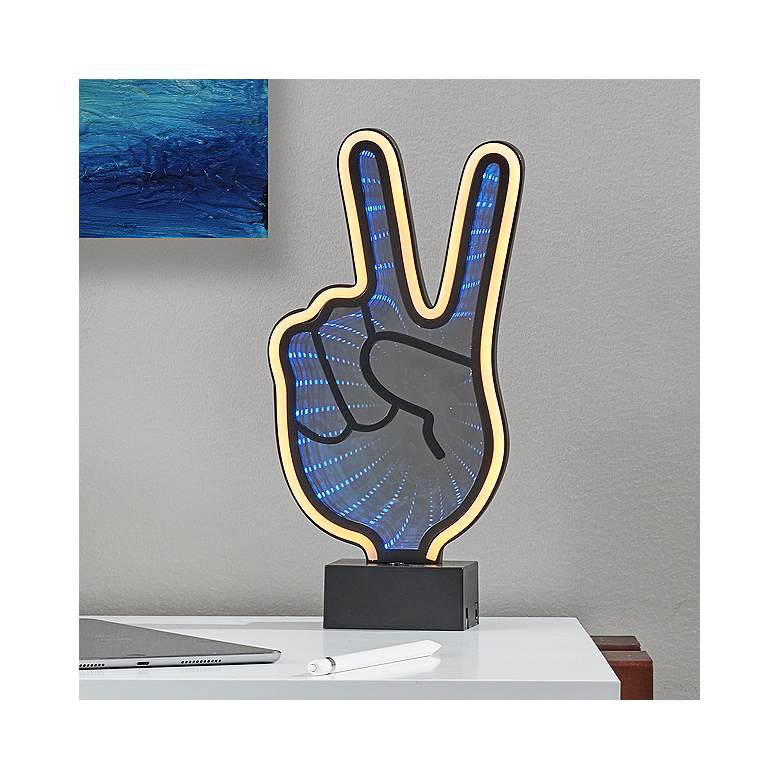 Image 2 Infinity 10" High Neon Peace Sign LED Accent Table Lamp