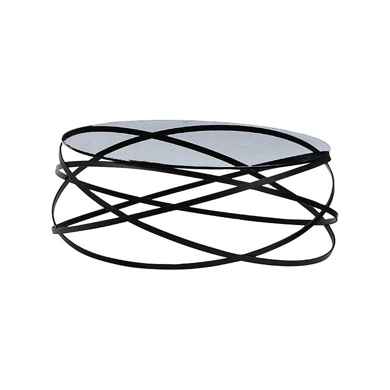 Image 1 Infinity Clear Glass Top Black Lacquer Metal Coffee Table