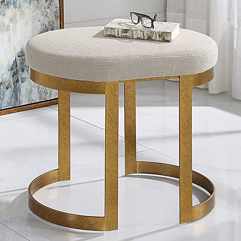 Image 1 Infinity Gold and White Accent Stool