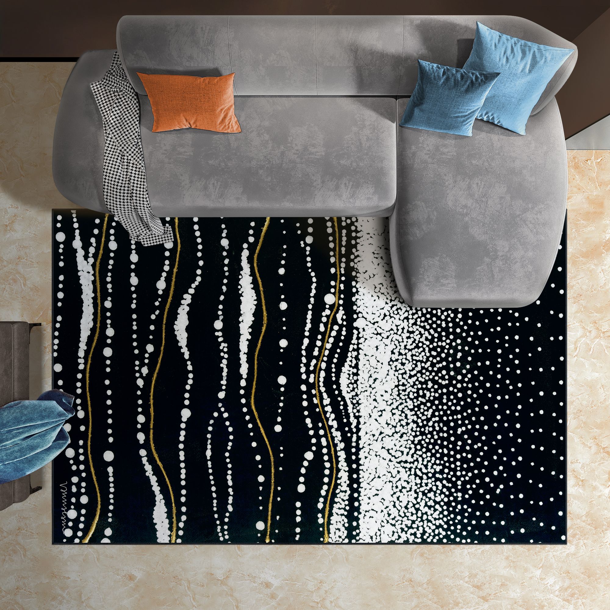 Image 2 Infinity Sands II Washable Black Art Area Rug size 5'x8' more views