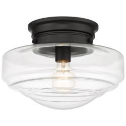 Ingalls 12&quot; Wide Matte Black 1-Light Semi-Flush With Clear Glass