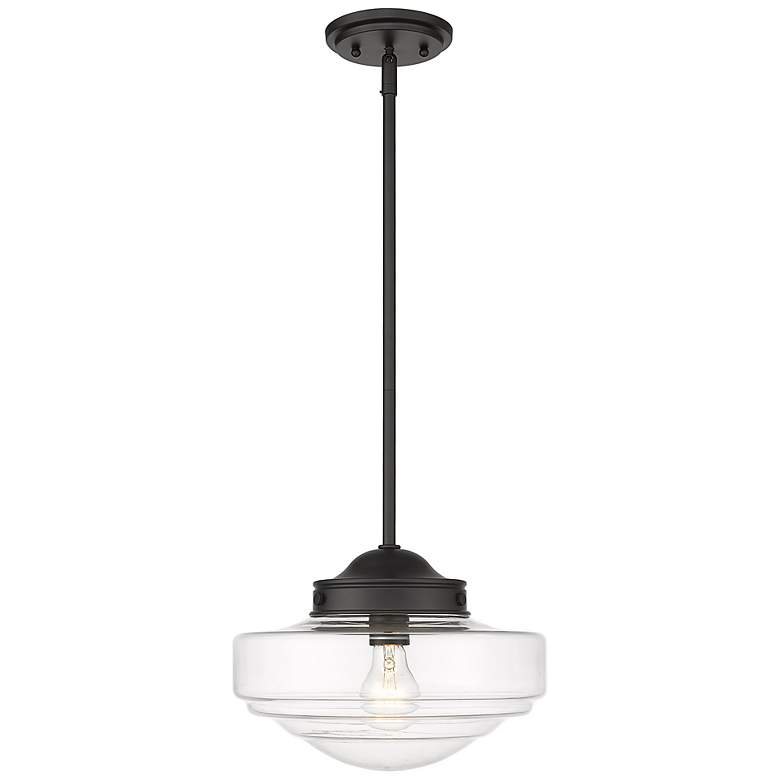 Image 5 Ingalls 12" Wide Matte Black Clear Glass Mini Pendant more views