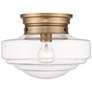 Ingalls 12" Wide Modern Brass Clear Glass Ceiling Light
