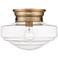 Ingalls 12" Wide Modern Brass Clear Glass Ceiling Light