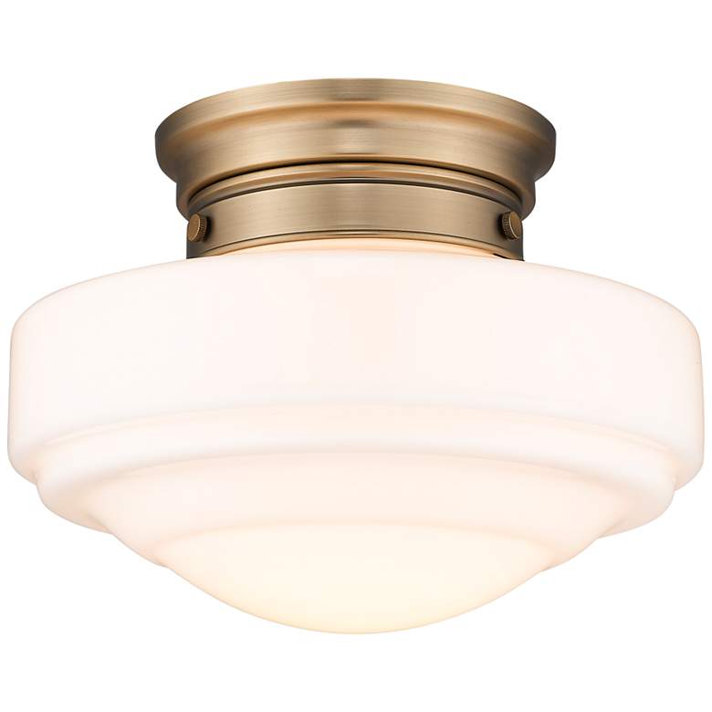 Image 2 Ingalls 12 inch Wide Modern Brass White Glass Ceiling Light