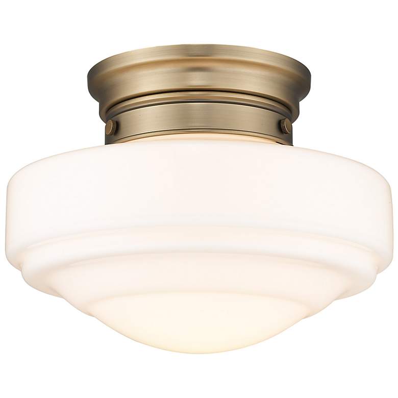 Image 2 Ingalls 12" Wide Modern Brass White Glass Ceiling Light