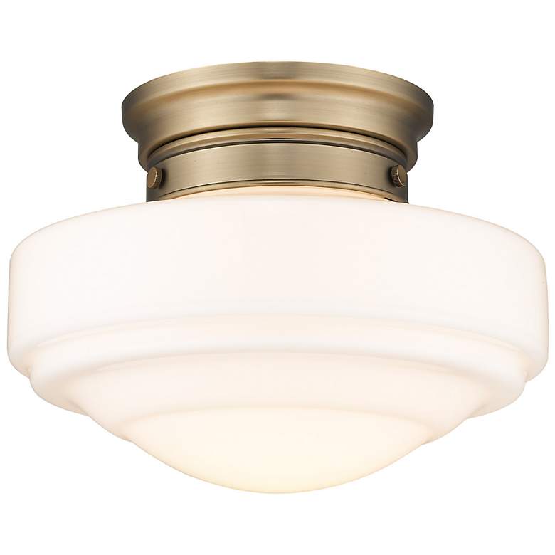 Image 2 Ingalls 12 inch Wide Modern Brass White Glass Ceiling Light