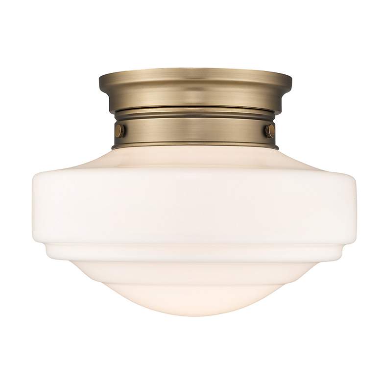 Image 3 Ingalls 12" Wide Modern Brass White Glass Ceiling Light more views