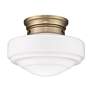4_Ingalls 12" Wide Modern Brass White Glass Ceiling Light more views