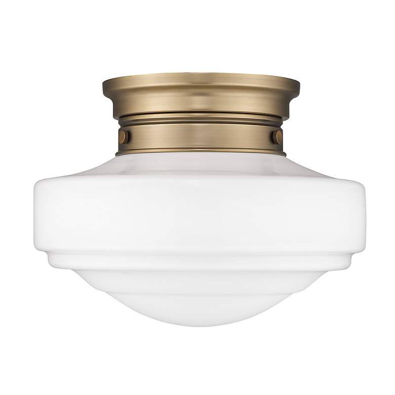 Image 5 Ingalls 12" Wide Modern Brass White Glass Ceiling Light more views