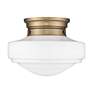 5_Ingalls 12" Wide Modern Brass White Glass Ceiling Light more views
