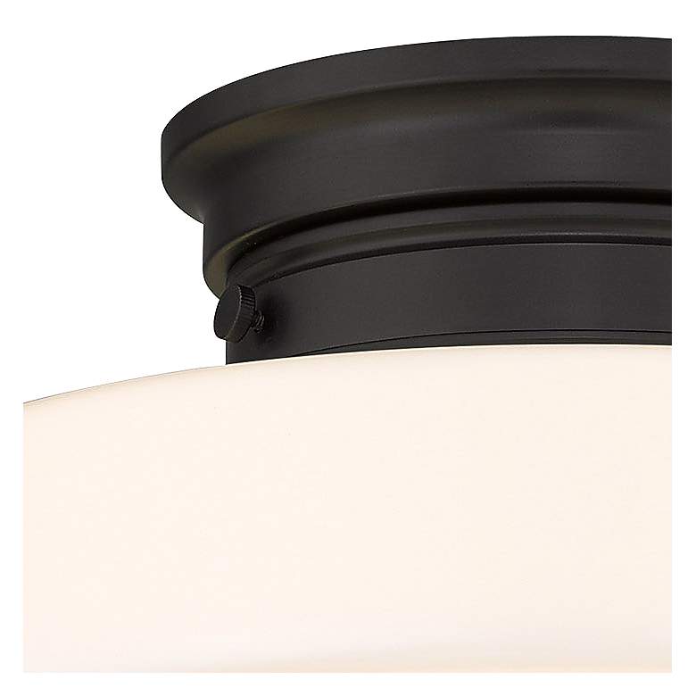 Image 3 Ingalls 12"W Matte Black Vintage Milk Glass Ceiling Light more views