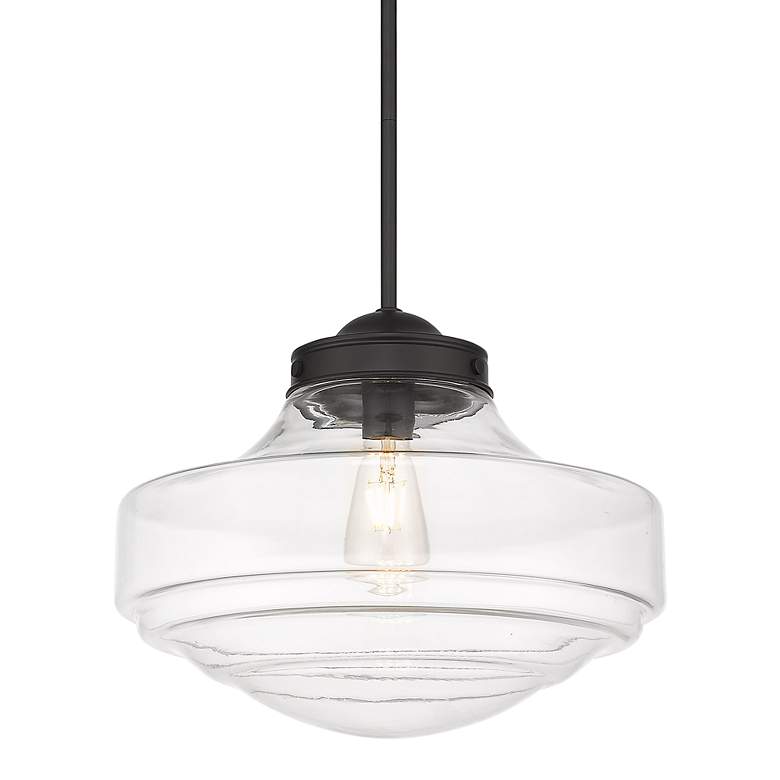 Image 2 Ingalls 16 inch Wide Matte Black 1-Light Pendant With Clear Glass