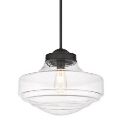 Ingalls 16&quot; Wide Matte Black 1-Light Pendant With Clear Glass