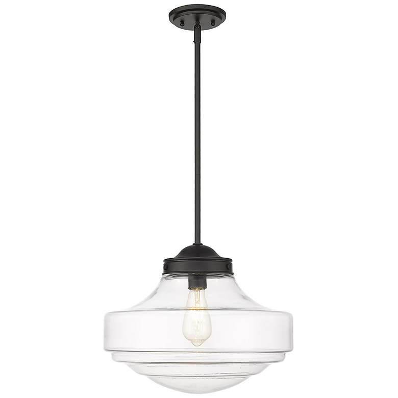 Image 4 Ingalls 16 inch Wide Matte Black 1-Light Pendant With Clear Glass more views