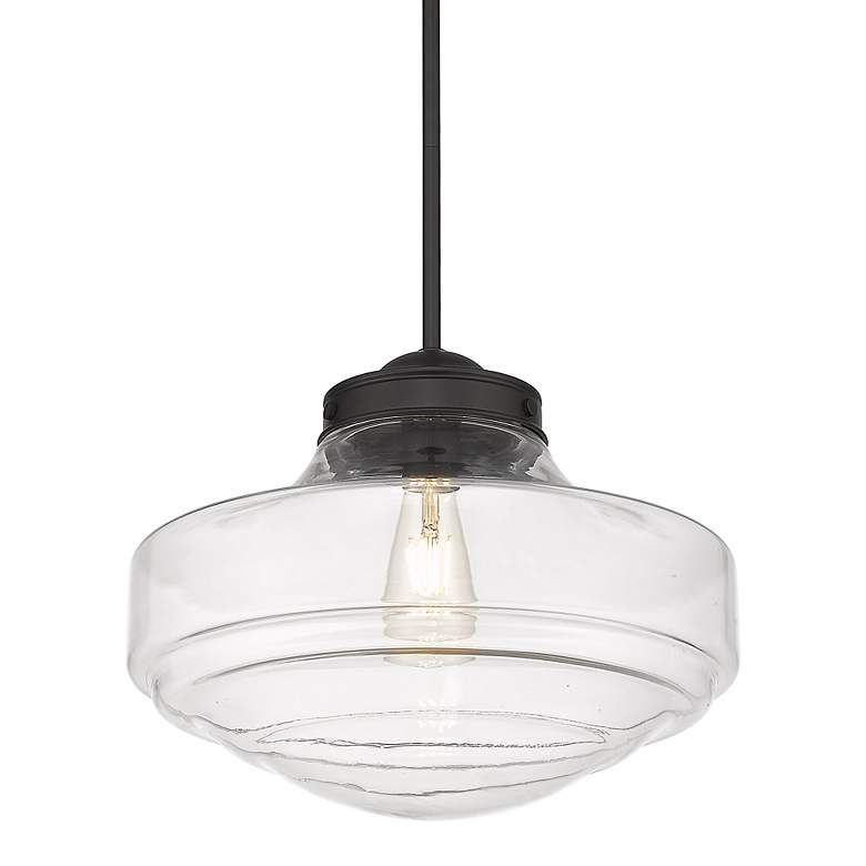 Image 5 Ingalls 16 inch Wide Matte Black 1-Light Pendant With Clear Glass more views