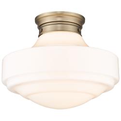 Ingalls 16" Wide Modern Brass White Glass Ceiling Light