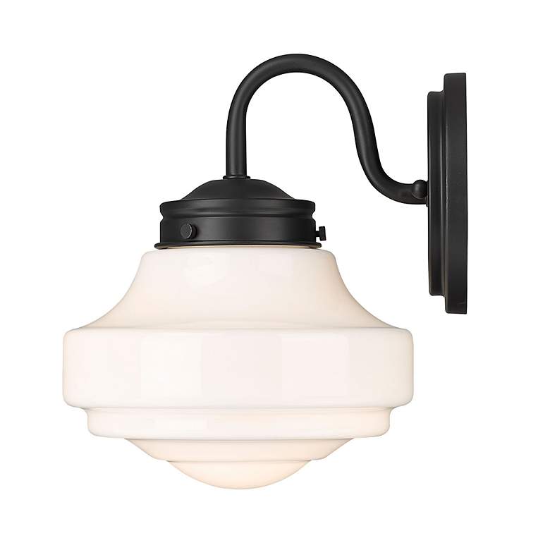 Image 3 Ingalls 7 1/2" Wide Wall Sconce in Matte Black with Vintage Milk Glass more views