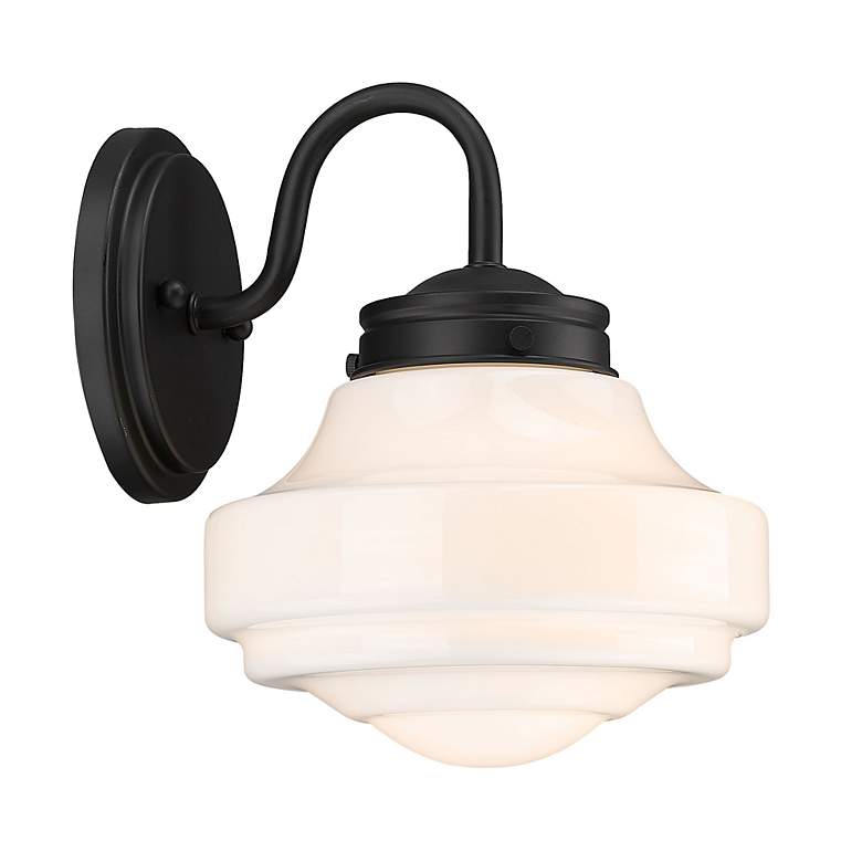 Image 6 Ingalls 7 1/2" Wide Wall Sconce in Matte Black with Vintage Milk Glass more views