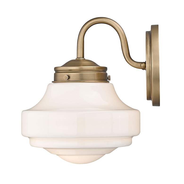 Image 3 Ingalls 7 1/2" Wide Wall Sconce in Modern Brass with Vintage Milk Glas more views