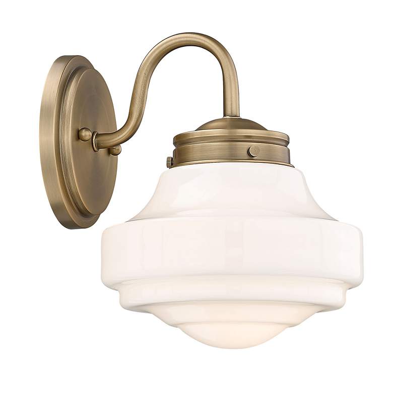 Image 5 Ingalls 7 1/2" Wide Wall Sconce in Modern Brass with Vintage Milk Glas more views