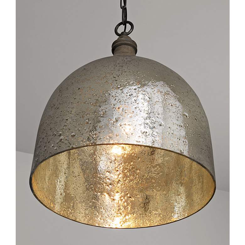 Image 4 Inglewood 15" Wide Stone Seeded Mercury Glass Pendant Light more views