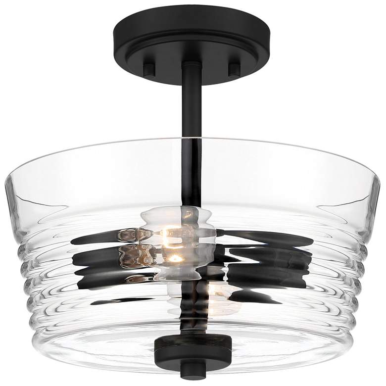 Image 1 Ingo 12" Wide 2-Light Matte Black Semi-Flush Mount Ceiling Light