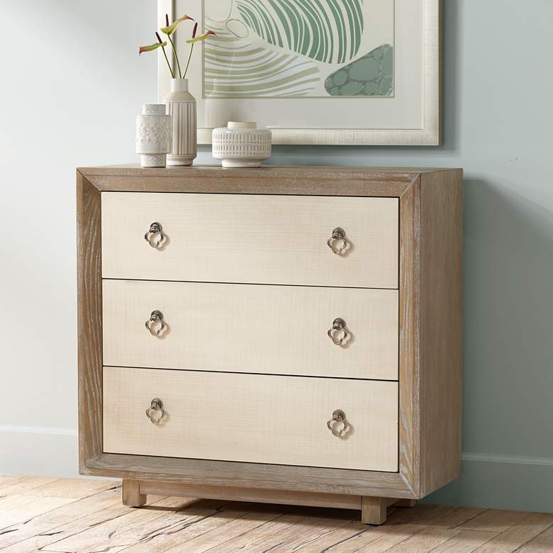 Image 1 Ingrid Whitewash Oak Traditional 3-Drawer Cabinet