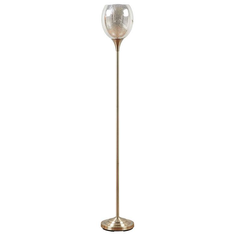 Image 1 INK+IVY Antique Brass Bellow Uplight Floor Lamp with Mercury Glass Shade