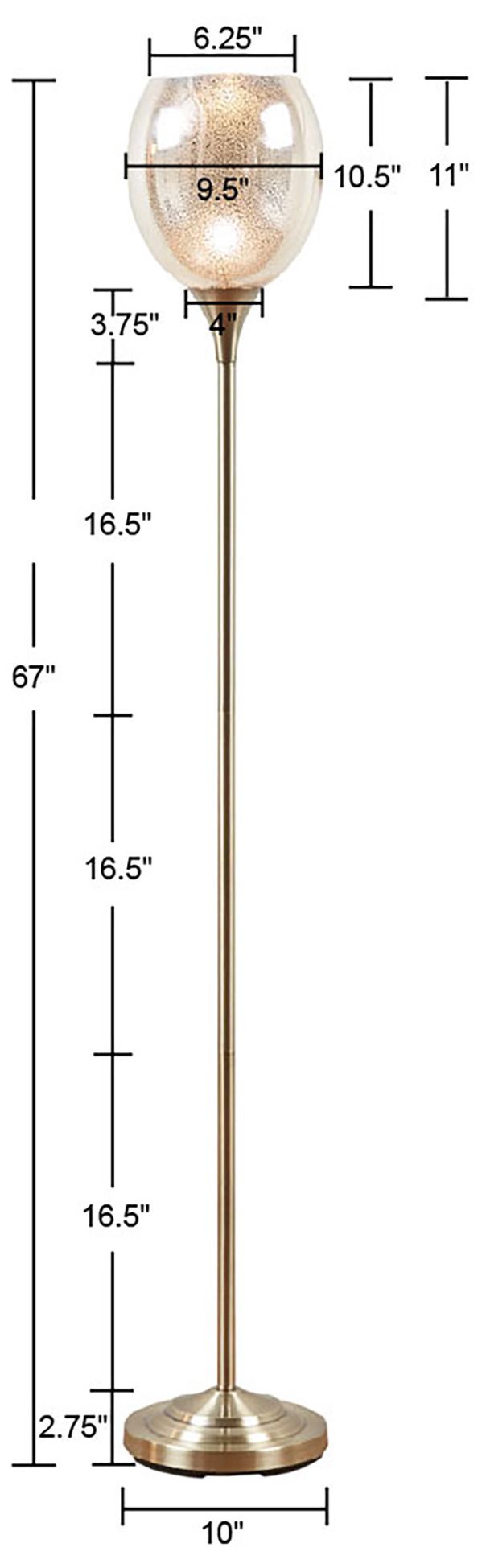 Image 7 INK+IVY Antique Brass Bellow Uplight Floor Lamp with Mercury Glass Shade more views