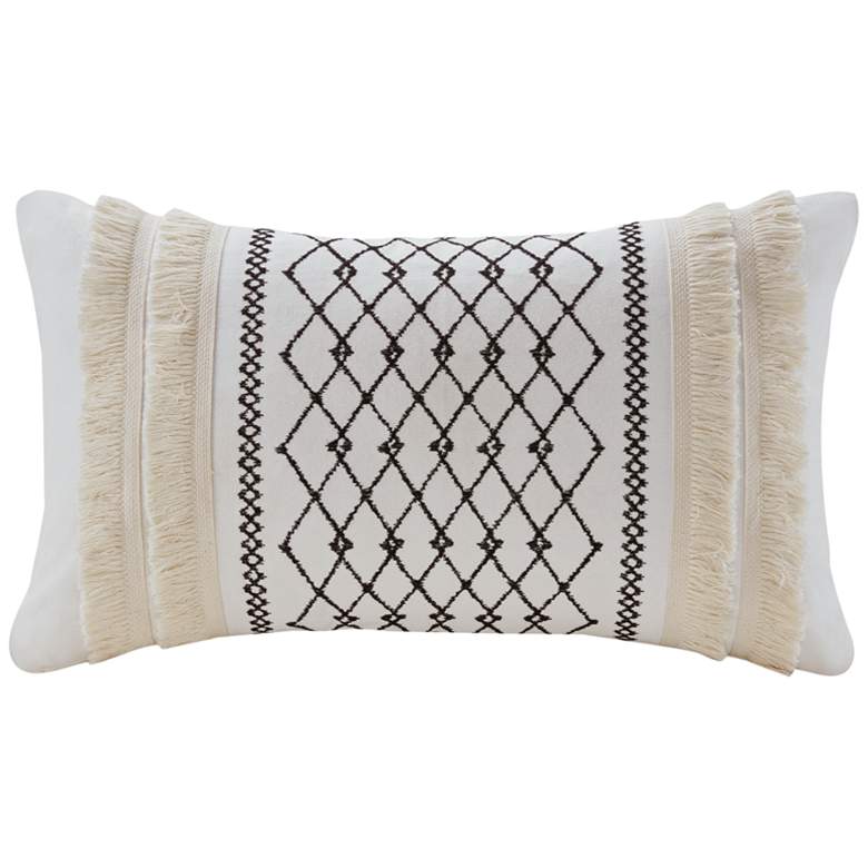 Image 1 INK + IVY Bea Cotton Embroidered 20"x12" Oblong Pillow