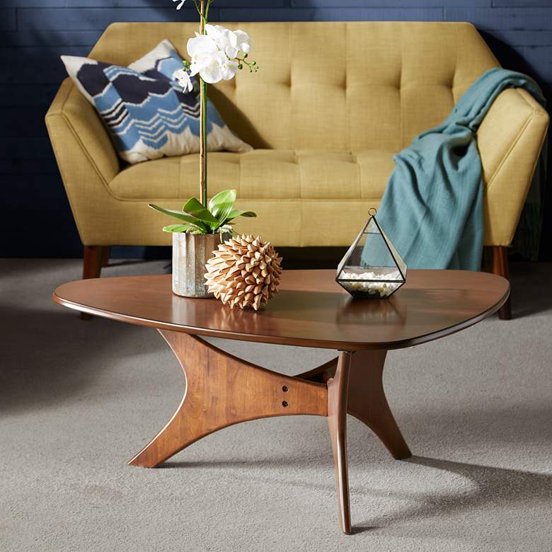 Image 1 INK + IVY Blaze 40" Wide Pecan Brown Triangular Coffee Table