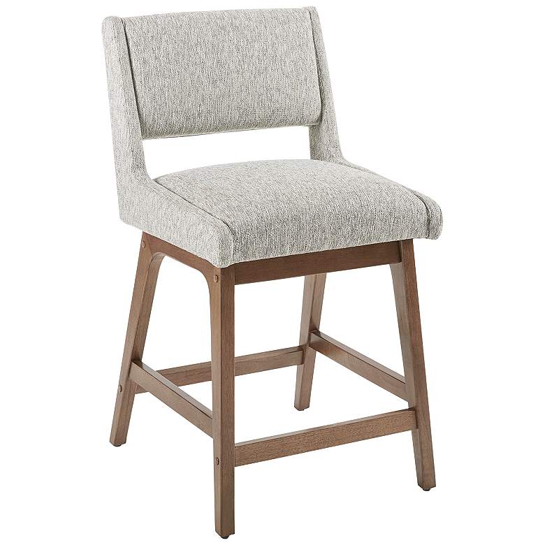 Image 2 INK+IVY Boomerang 25" Light Gray and Pecan Counter Stool