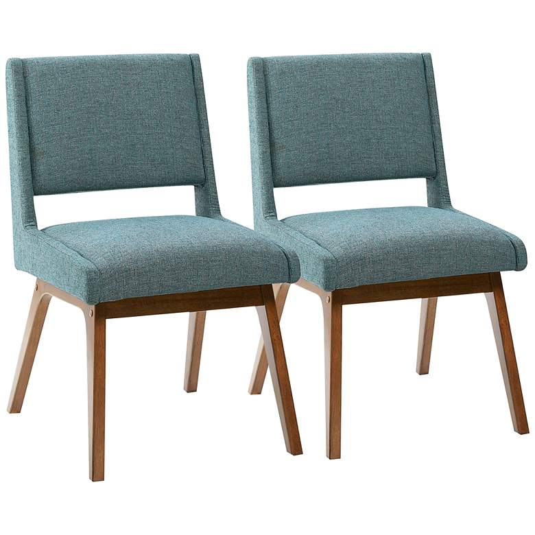 Image 2 INK + IVY Boomerang Blue Fabric Dining Chairs Set of 2