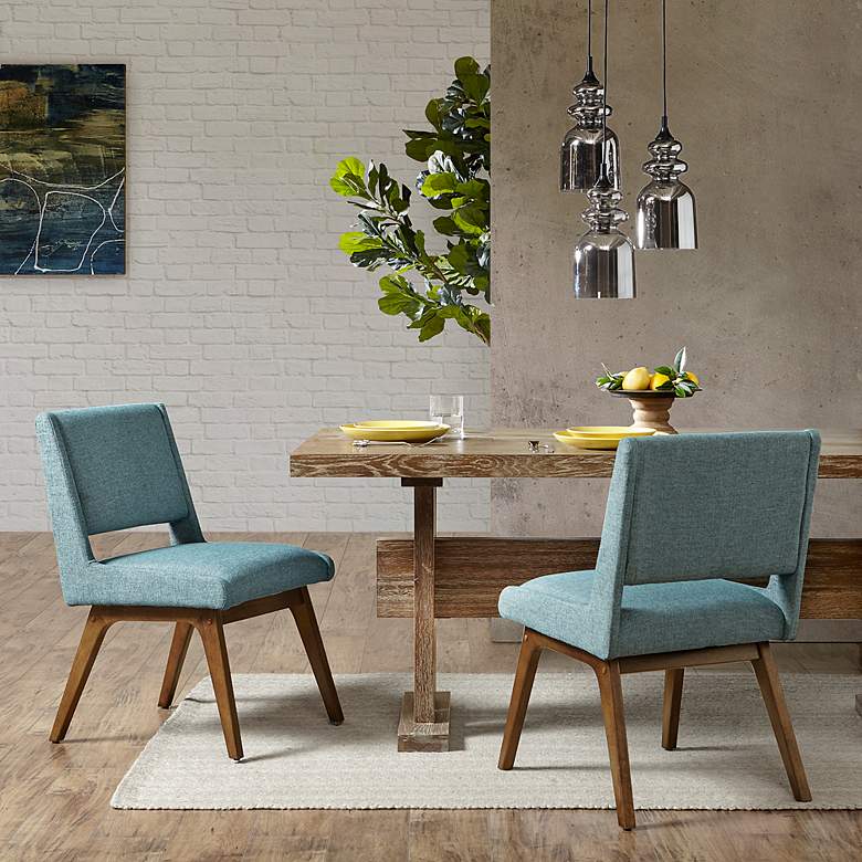 Image 1 INK + IVY Boomerang Blue Fabric Dining Chairs Set of 2