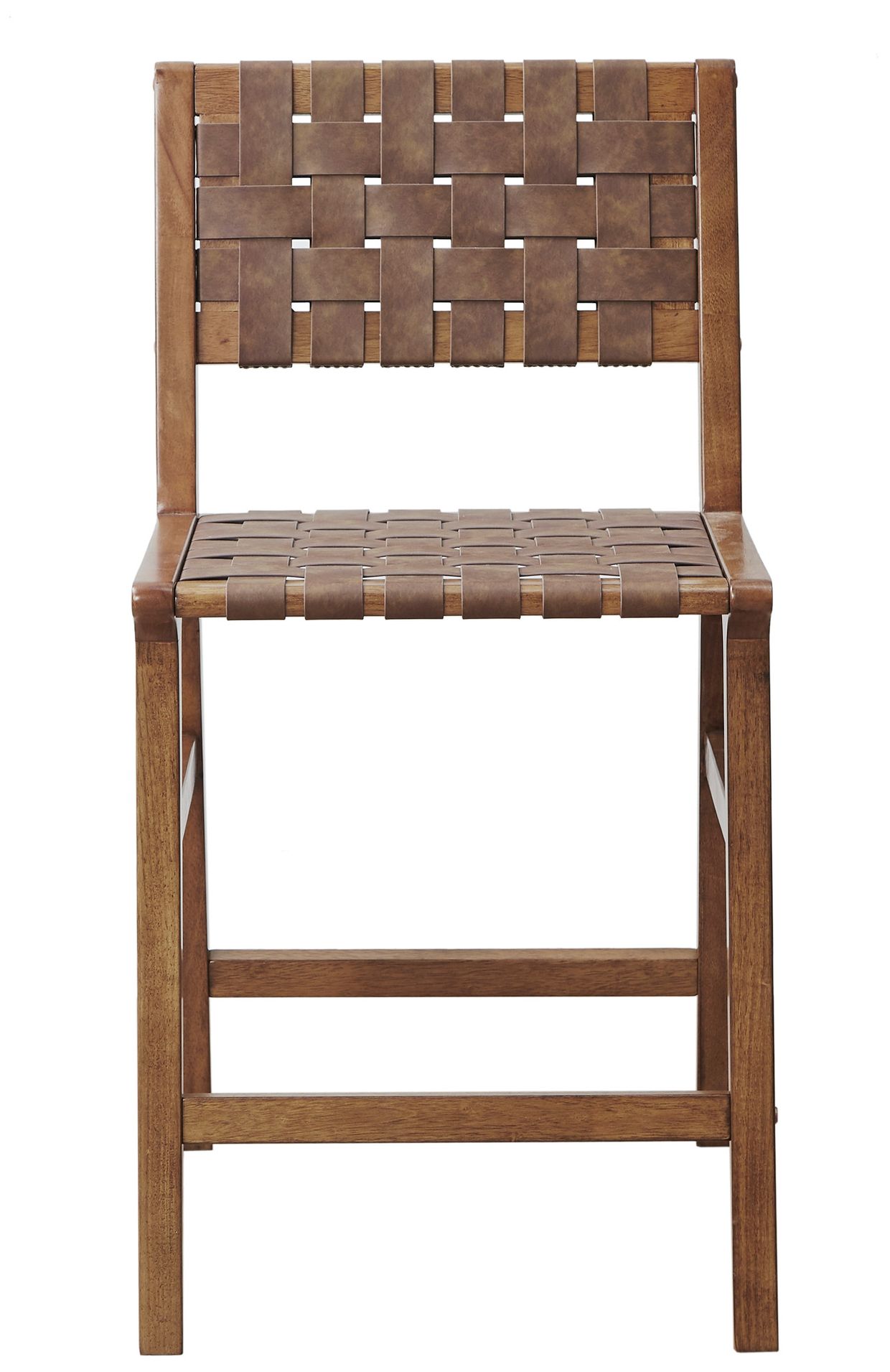 Image 3 INK+IVY Brown Oslo Faux Leather Woven Counter Stool 24"H more views